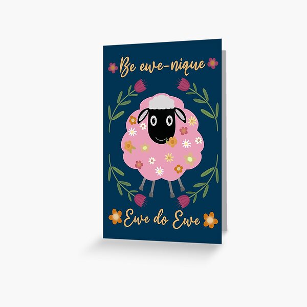 Item preview, Be Ewe-nique  Unique Funny Sheep Happy Birthday Card designed and sold by OstarasAttic.