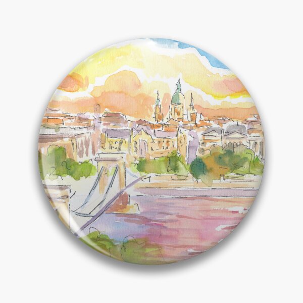 Item preview, Budapest Hungary Elisabeth Bridge over River Danube at Sunset designed and sold by artshop77.