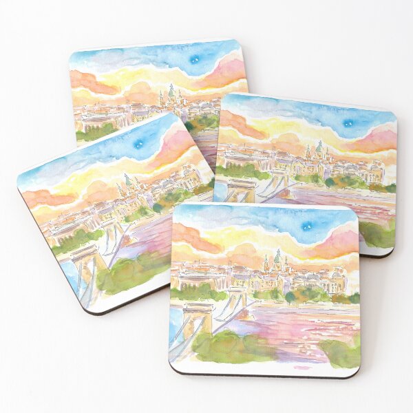 Item preview, Budapest Hungary Elisabeth Bridge over River Danube at Sunset designed and sold by artshop77.