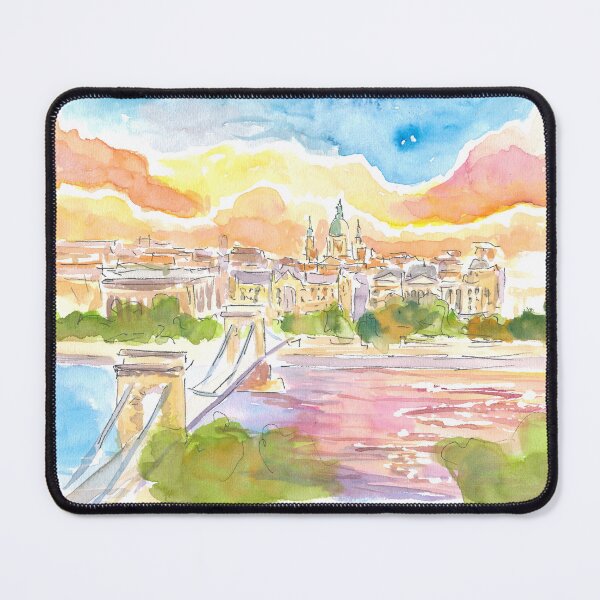 Item preview, Budapest Hungary Elisabeth Bridge over River Danube at Sunset designed and sold by artshop77.