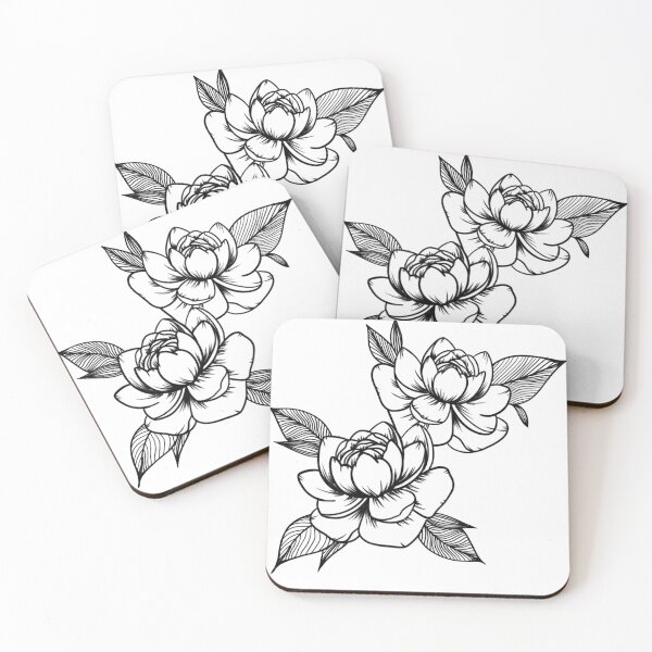 Item preview, Japanese flowers pattern, traditionnal peony design - peony tattoo inspiration,  designed and sold by shodark.