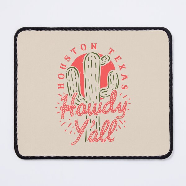 Item preview, HOWDY YALL - Houston Texas | Vintage Rope Text Green Cactus Prick and Retro Red Sun | Tan Sand Background designed and sold by PEARROT.