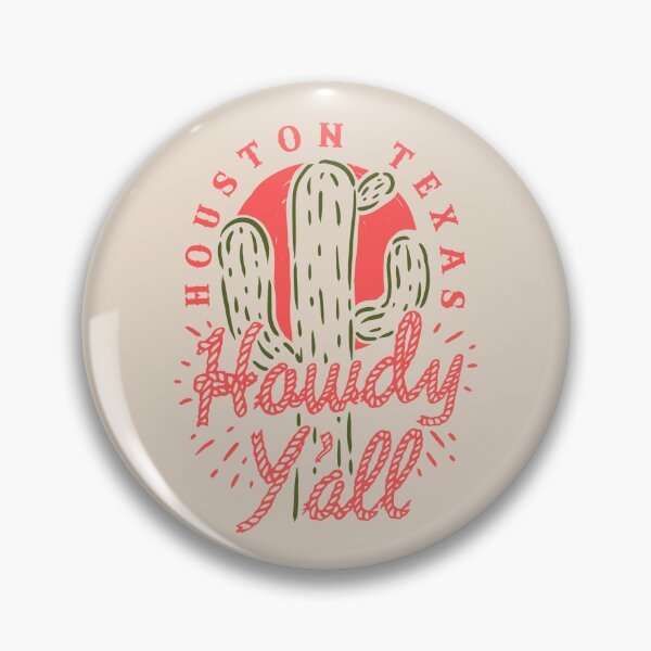 Item preview, HOWDY YALL - Houston Texas | Vintage Rope Text Green Cactus Prick and Retro Red Sun | Tan Sand Background designed and sold by PEARROT.