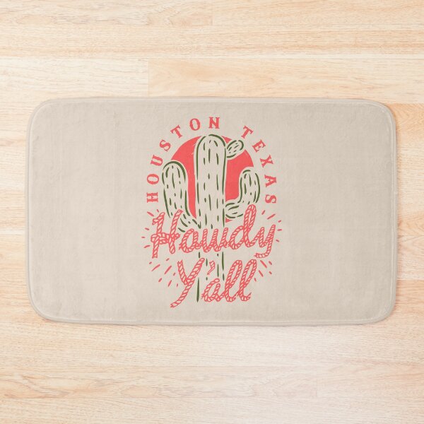 Item preview, HOWDY YALL - Houston Texas | Vintage Rope Text Green Cactus Prick and Retro Red Sun | Tan Sand Background designed and sold by PEARROT.