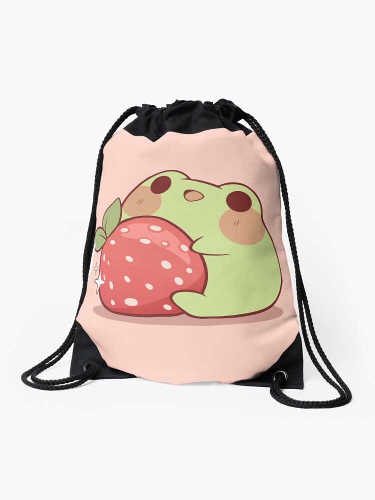 Frog with strawberry | Drawstring Bag