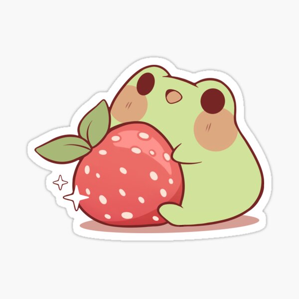 Cute Strawberry Milk Frog - Cute Frog - Sticker