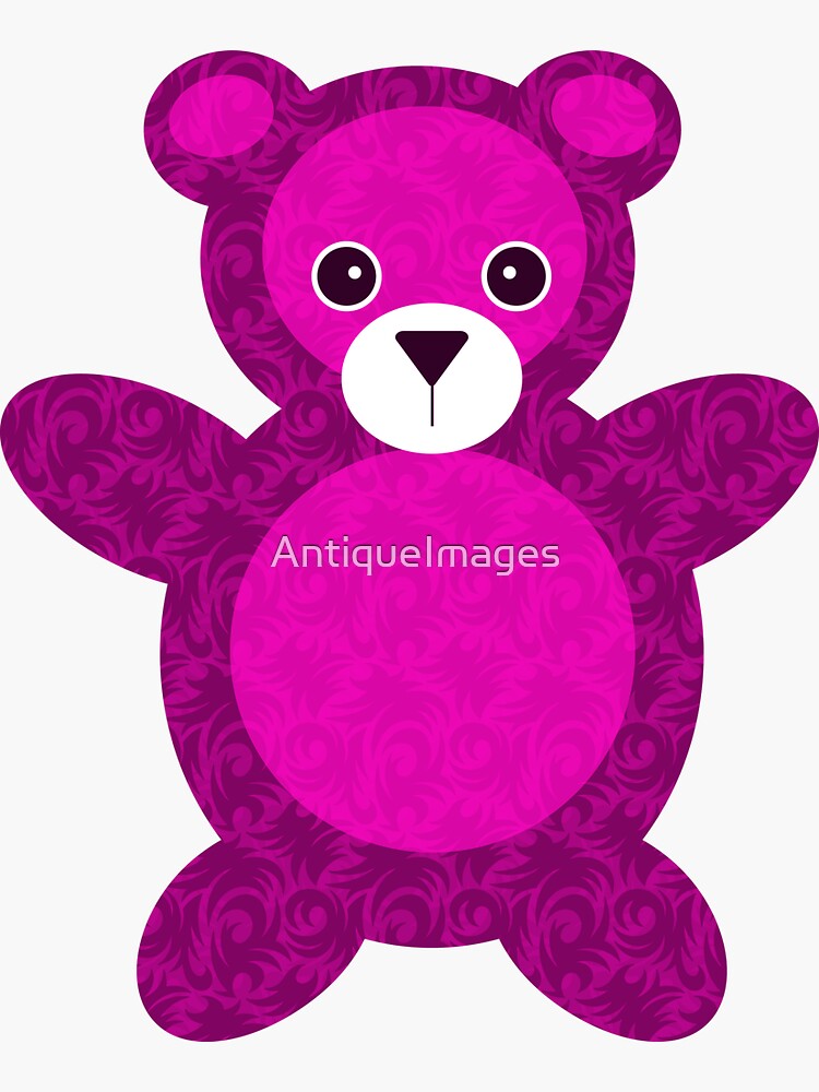 Pink Teddy Bear Sticker By Antiqueimages Redbubble