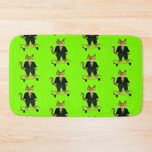Item preview, The Catipalist: Skateboard Business Cat Lime Green designed and sold by TheDoodlemancer.