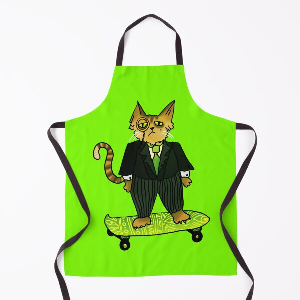 Item preview, The Catipalist: Skateboard Business Cat Lime Green designed and sold by TheDoodlemancer.