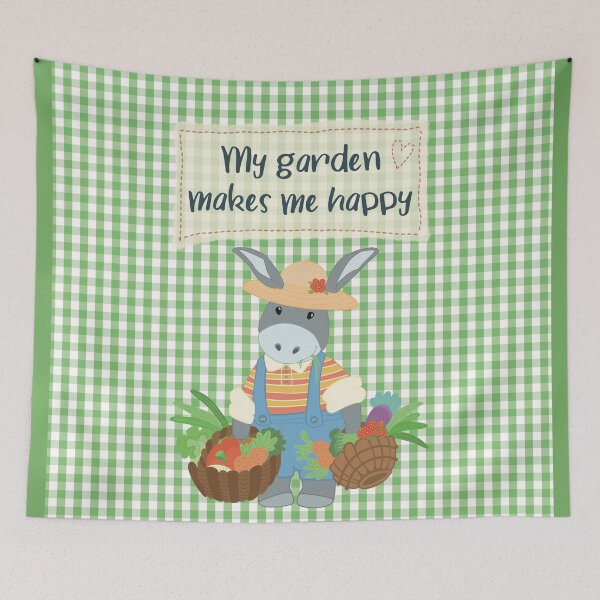Item preview, My garden makes me happy, cute picture with a gardener with his own grown vegetables designed and sold by marina63.