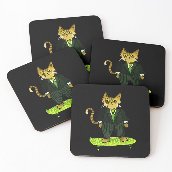 Item preview, The Catipalist: Skateboard Business Cat Black Background designed and sold by TheDoodlemancer.