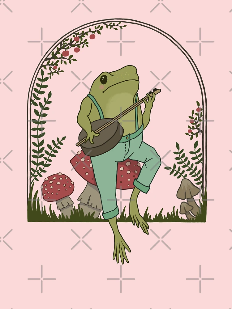 Melancholic Vintage Frog: Banjo Player on Mushroom Toadstool, Cottagecore  and Goblincore Aesthetics with Edgy Grunge Shower Curtain for Sale by  MinistryOfFrogs