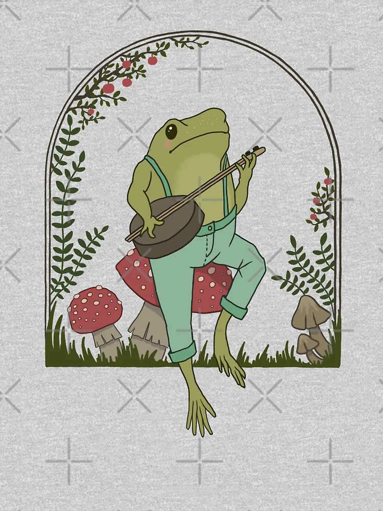 Amante Del Rospo Cottagecore, Rana Carina Che Suona Il Banjo, Rana