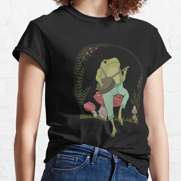 Item preview, Cottagecore Aesthetic Frog Playing Banjo on Mushroom: Cute Vintage Goblincore Farmer Toad in Garden, Emo Grunge Fairycore designed and sold by MinistryOfFrogs.