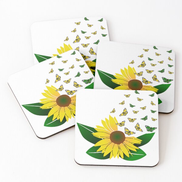 Item preview, Sunflower with butterflies, flower, blossom, floral designed and sold by rhnaturestyles.