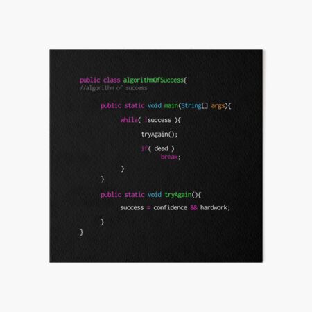 "The Algorithm Of Success - Java Source Code Motivational" Art Board ...