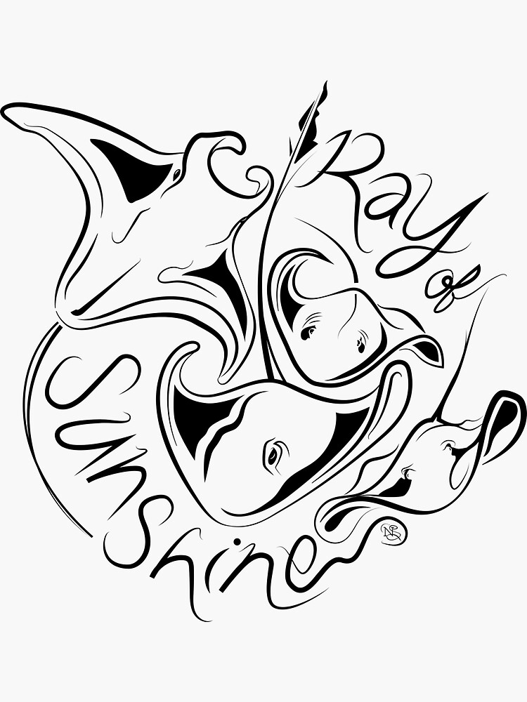 Ray of sunshine | Manta Ray | Stingray | Ray fish | Chasing Rays | Sea drawing by NSoulliardArt