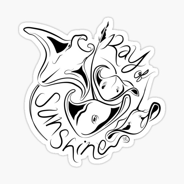 Ray of sunshine | Manta Ray | Stingray | Ray fish | Chasing Rays | Sea drawing Sticker