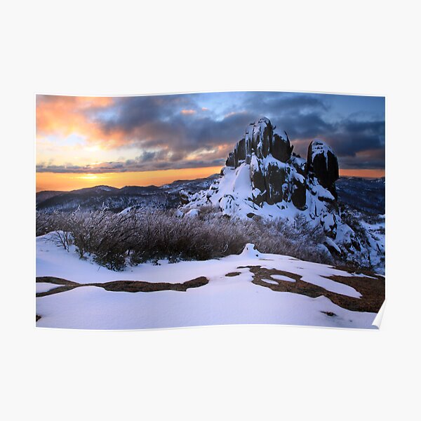 Winter Sunset, The Cathedral, Mt Buffalo, Australia Poster
