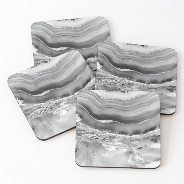 Item preview, Shades of Light Grey Silver Geode Agate Slice designed and sold by Lucky-Town-Art.
