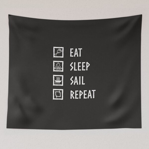 Item preview, Valheim Eat, Sleep, Sail, Repeat (White Font) Classic T-Shirt designed and sold by DavidKugler.