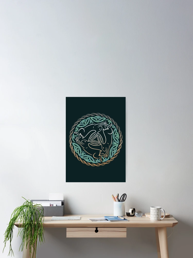 Thumbnail 2 of 3, Poster, Three Rabbits Image Three Rabbits Symbol – Celtic Rabbit Knot designed and sold by Christine Krahl.