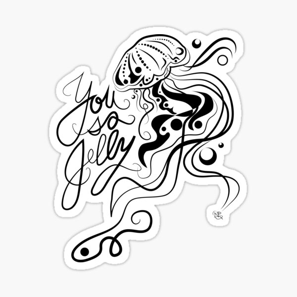 Jellyfish 3 | Sea drawing | Ocean | Waves | Underwater | Floating | Aquatic creatures Sticker