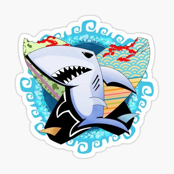 Sharks love Surfboards Sticker