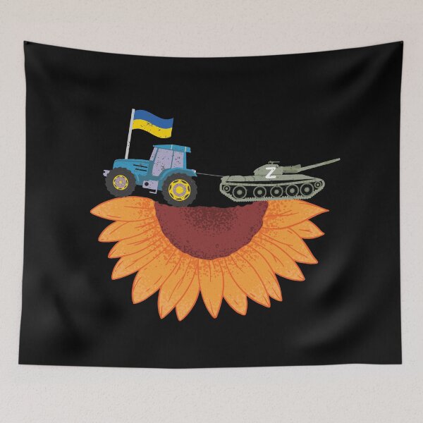 Item preview, Ukrainian Tractor Pulling Tank On Sunflower Field designed and sold by artado.