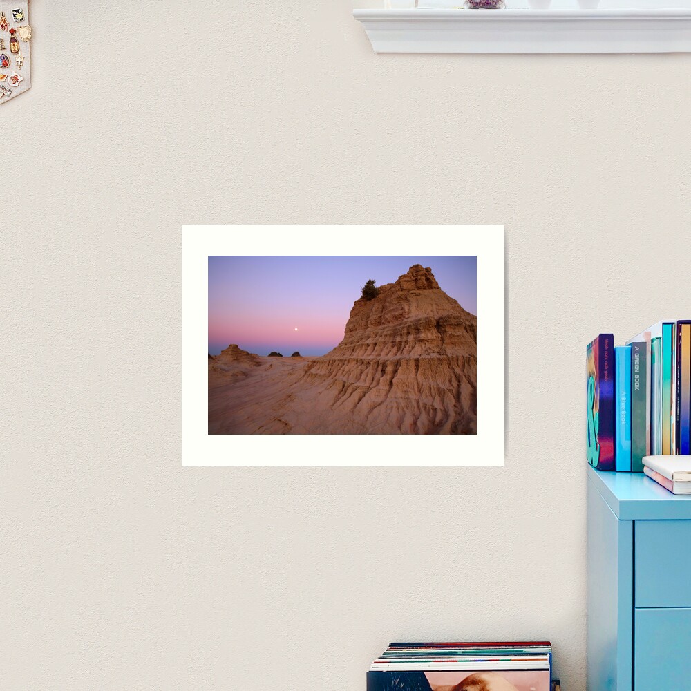 Moonrise over the "Walls Of China", Mungo National Park, Australia Art Print