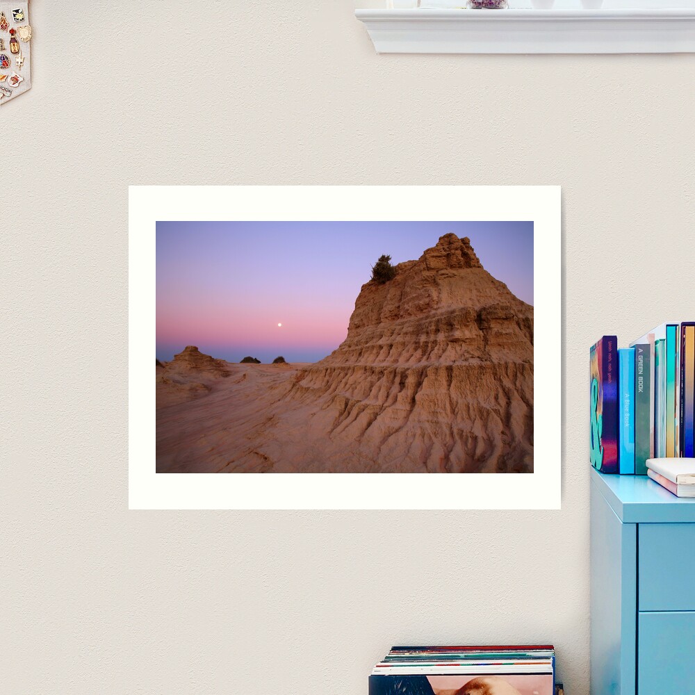 Moonrise over the "Walls Of China", Mungo National Park, Australia Art Print