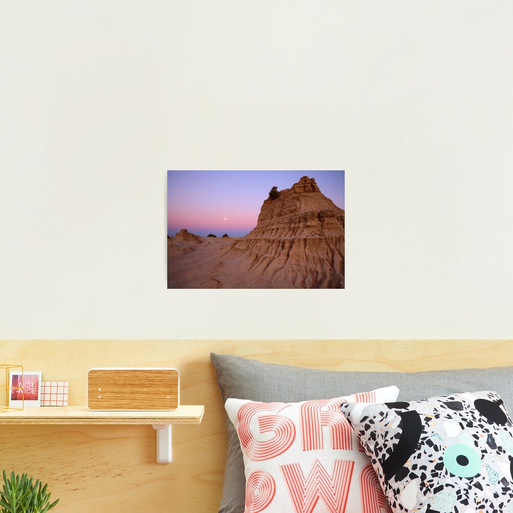 Moonrise over the "Walls Of China", Mungo National Park, Australia Photographic Print