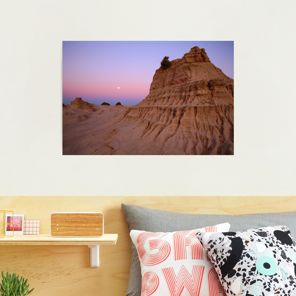 Moonrise over the "Walls Of China", Mungo National Park, Australia Photographic Print