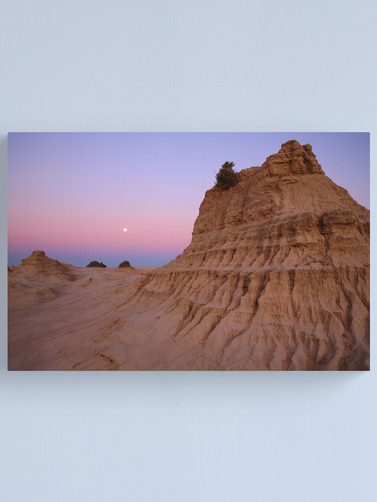 Canvas Print, Moonrise over the "Walls Of China", Mungo National Park, Australia designed and sold by Michael Boniwell