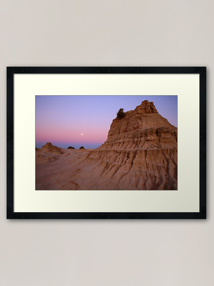 Framed Art Print, Moonrise over the "Walls Of China", Mungo National Park, Australia designed and sold by Michael Boniwell
