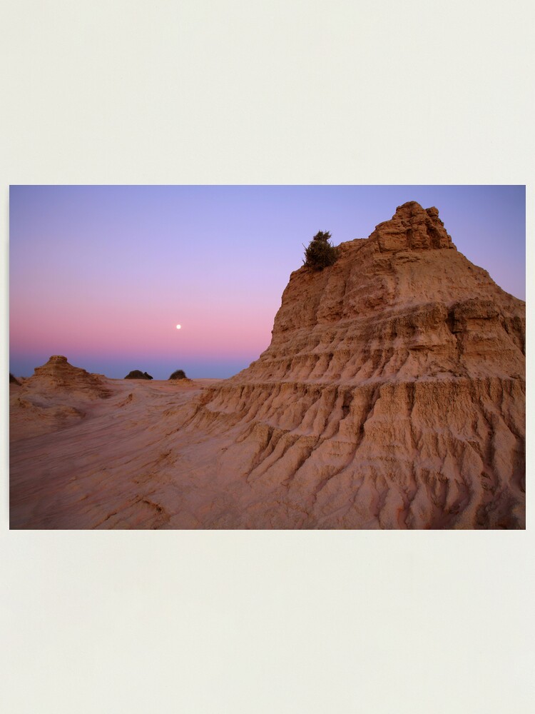 Alternate view of Moonrise over the "Walls Of China", Mungo National Park, Australia Photographic Print