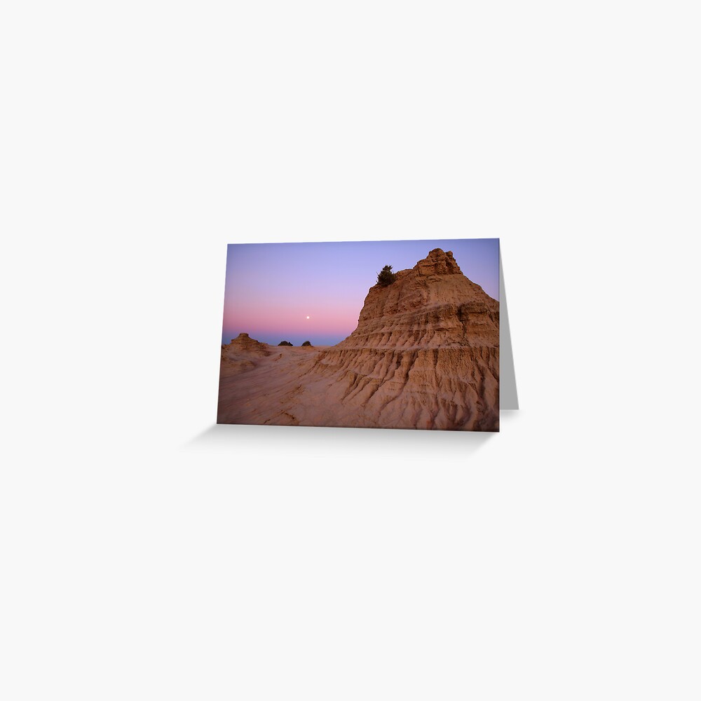 Moonrise over the "Walls Of China", Mungo National Park, Australia Greeting Card