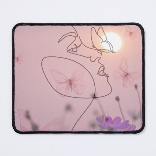 Item preview, Pastel colored floral patterns / Black Silhouette of a Woman Surrounded By Butterflies and Flowers on a Sunset Background    designed and sold by haRexia.