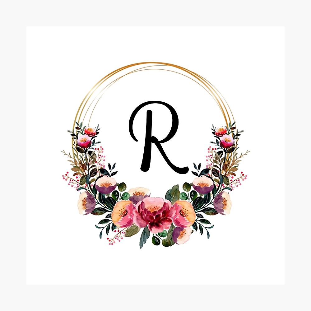 Watercolor Monogram Letter R With Pink Roses | Essential T-Shirt