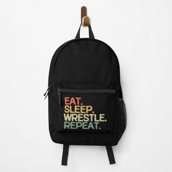 Item preview, Eat Sleep Wrestle Repeat - Funny Retro Vintage Colors Typography Satire designed and sold by FunnyHomeQuotes.