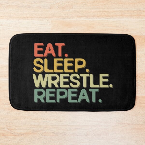 Item preview, Eat Sleep Wrestle Repeat - Funny Retro Vintage Colors Typography Satire designed and sold by FunnyHomeQuotes.