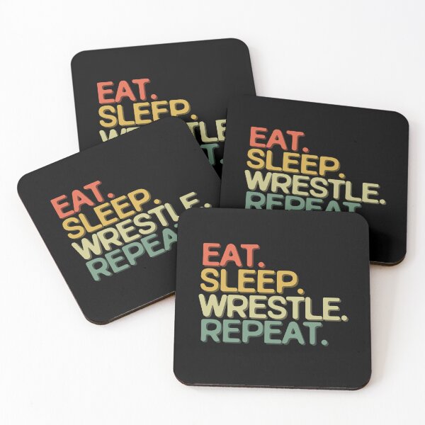 Item preview, Eat Sleep Wrestle Repeat - Funny Retro Vintage Colors Typography Satire designed and sold by FunnyHomeQuotes.