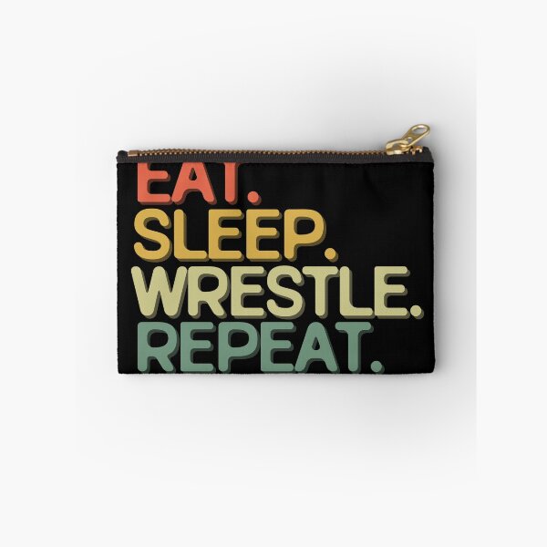 Item preview, Eat Sleep Wrestle Repeat - Funny Retro Vintage Colors Typography Satire designed and sold by FunnyHomeQuotes.