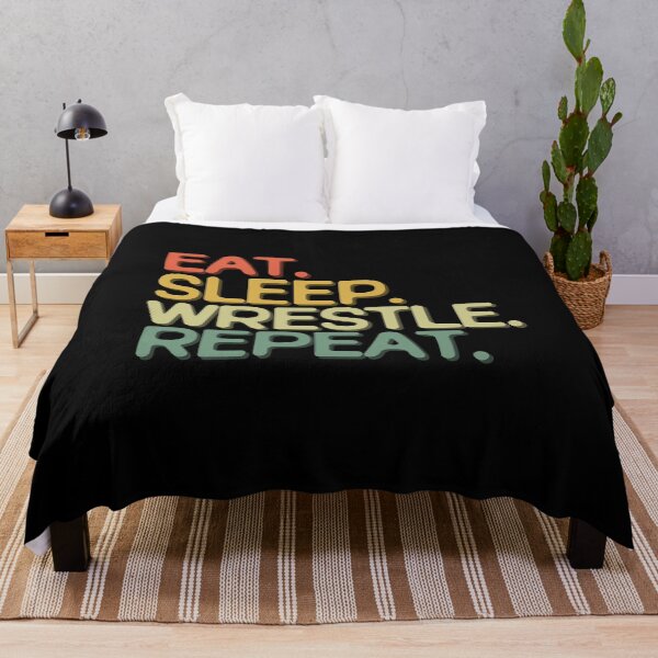 Item preview, Eat Sleep Wrestle Repeat - Funny Retro Vintage Colors Typography Satire designed and sold by FunnyHomeQuotes.