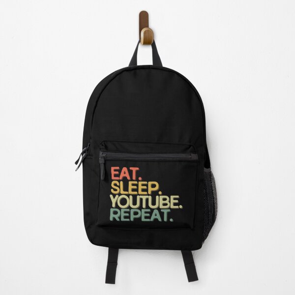Item preview, Eat Sleep Youtube Repeat - Funny Retro Vintage Colors Typography Satire designed and sold by FunnyHomeQuotes.