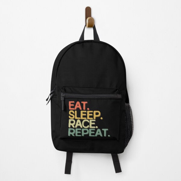 Item preview, Eat Sleep Race Repeat - Funny Retro Vintage Colors Typography Satire designed and sold by FunnyHomeQuotes.