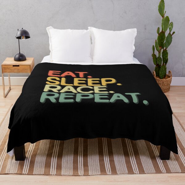 Item preview, Eat Sleep Race Repeat - Funny Retro Vintage Colors Typography Satire designed and sold by FunnyHomeQuotes.