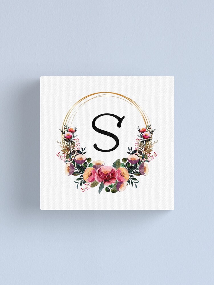 Custom Blue Monogram Floral Watercolor Print