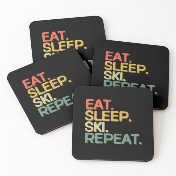 Item preview, Eat Sleep Ski Repeat - Funny Retro Vintage Colors Typography Satire designed and sold by FunnyHomeQuotes.