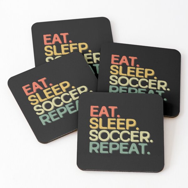 Item preview, Eat Sleep Soccer Repeat - Funny Retro Vintage Colors Typography Satire designed and sold by FunnyHomeQuotes.